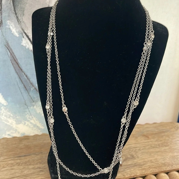 Bundle 3 Express Necklaces silver rose gold tone rhinestones pendants long chain - Picture 7 of 16